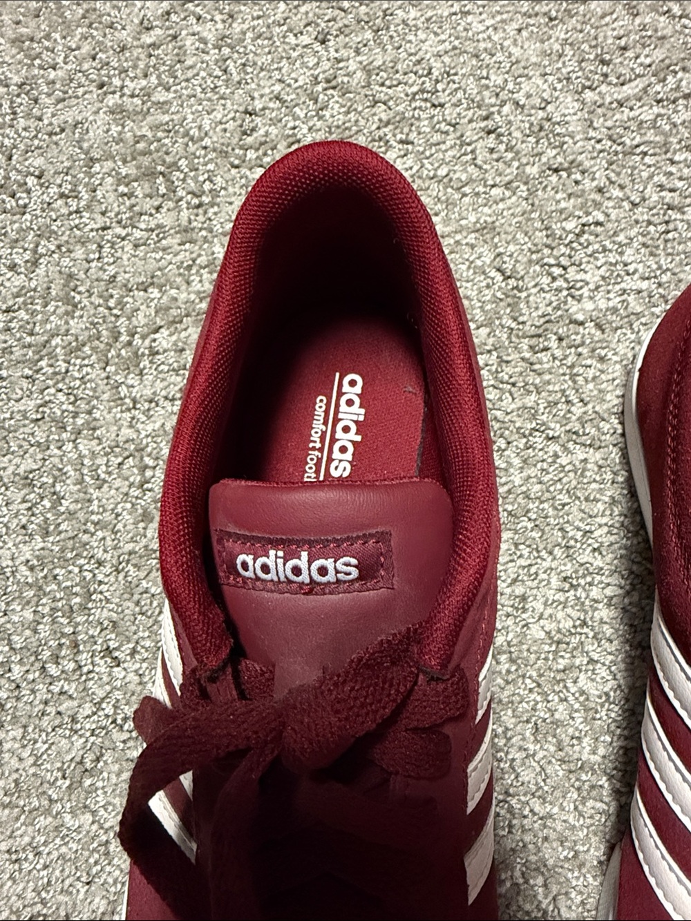 adidas Maroon Suede Sneakers with White Three Stripes - Picture 3 of 3